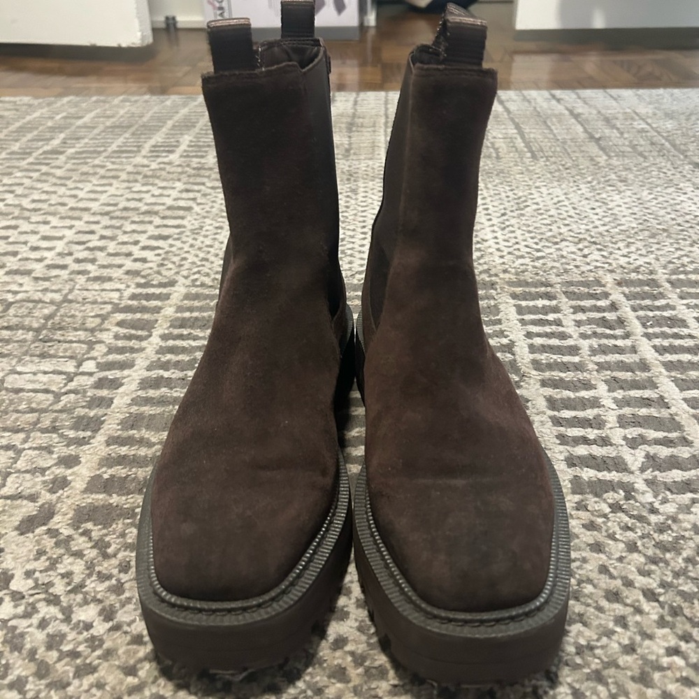 Sam Edelman Dark Brown Suede Chelsea Lug Ankle Boots - Picture 3 of 8